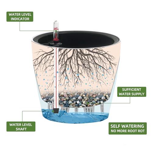 Dexceder 9x8 Self Watering Planter (Slate Gray Matte) - color: Slate Gray, size: 9x8