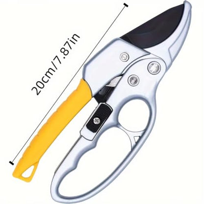 Professional Ratchet Anvil Pruning Shears, Heavy Duty Carbon Steel Anvil Pruner with Ratcheting Labor-Saving Mechanism, Reinforced Non-Slip Handle Garden Clippers for Tree Trimming (Yellow) - color: Yellow