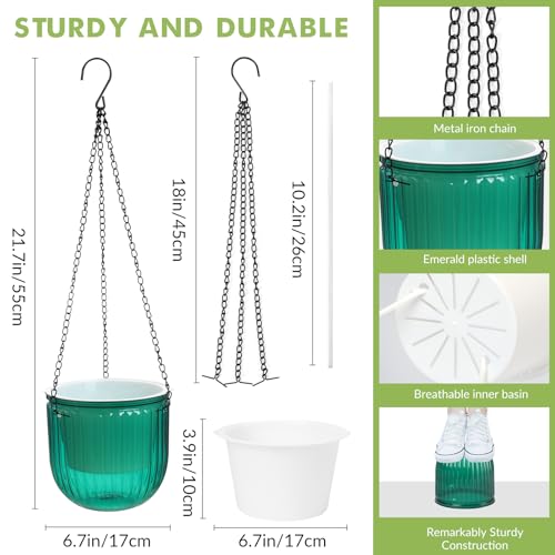 Hanging Planters for Indoor Plants 3 Pack, 6.5'' Plastic Flower Pot