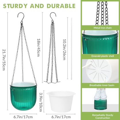 Hanging Planters for Indoor Plants 3 Pack, 6.5'' Plastic Flower Pot