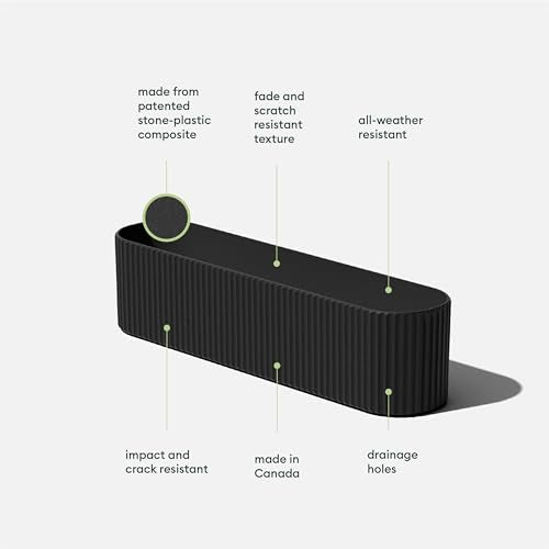 Veradek Demi Series Window Box Planter - Round Outdoor Planter - color: Black, size: 36 inch - 2 Pack