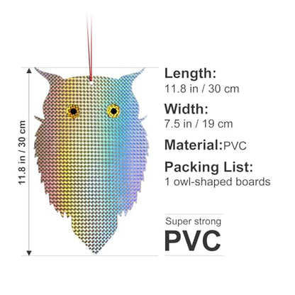 OFFO Owl Decoy to Scare Birds Away Bird Device (No Bell) for Woodpecker Pigeon Plastic Hanging Outdoors Reflective Keep Birds Away Home and Garden 1 PCS - style: Without bells