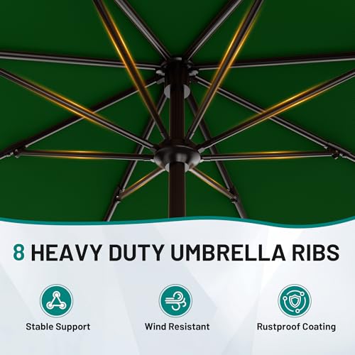 AreShark 9FT Outdoor Patio Umbrella with Tilt and Crank, Dark Green - color: Dark Green, size: 9ft