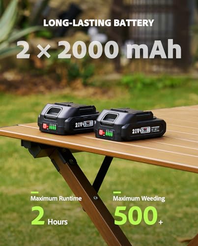 TaskStar Electric Weed Puller Tool: 21V Battery Powered w/ 2pcs 2000mAh, Heavy Duty 3-Claw Steel Root Weeder Stand-Up Remover Picker Grabber Popper, for Dandelion Lawn Garden Yard EWP001