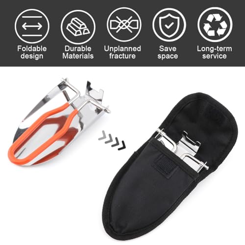 Folding Camping Shovel, Mini Lightweight Garden Shovel, Stainless Steel Hiking Trowel Entrenching Tool, Digging Shovel with Carrying Pouch, for Planting, Transplanting, Weeding, Digging Soil(8.8inch)