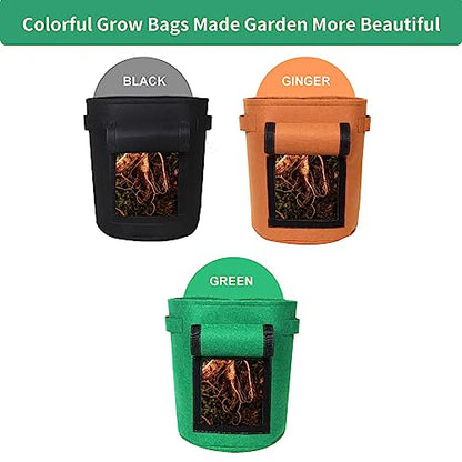 5-Pack 10 Gallon Grow Bags with Harvest Window Thickened 300g Nonwoven Fabric Heavy Duty Plant Pots for Vegetables Potato Tomatoes Carrots Gardening Containers with Reinforced Handles Black - size: 10GAL-BLK