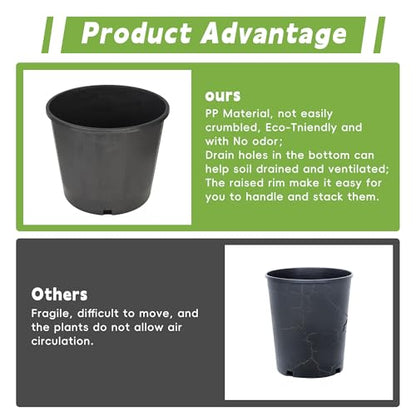 HOSTIC 3 Gallon Flexible Nursery Pots Gallon Pot with Drainage Holes Plastic Plant Container Suitable for Indoor Outdoor Vegetables Flowers Plants 10 PCS - size: Standard 3 Gallon