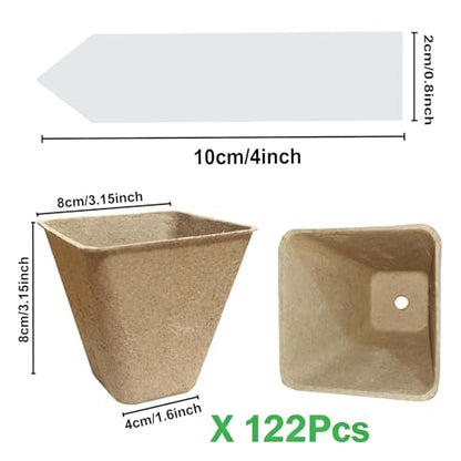 Peat Pots, 122 Pack 3.15 Inch Seed Starter Pots for Seedlings - size: 122 Pcs