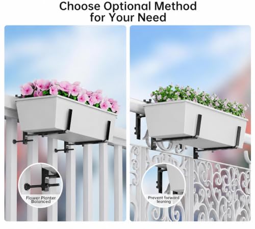 Y&M 6 Pack Window Box Brackets, Adjustable Railing Planter Box Brackets - size: 6p