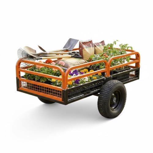 1500 Lb Heavy Duty ATV/UTV Dump Trailer, 1500 Lbs ATV UTV Trailer,Garden Dump Wagon,Pull-Behind Lawn Mower Cart & Garden Dump Wagon, Towable Utility Trailer for ATV, UTV, Lawn Tractor & Mower - size: Orange 1500LBS