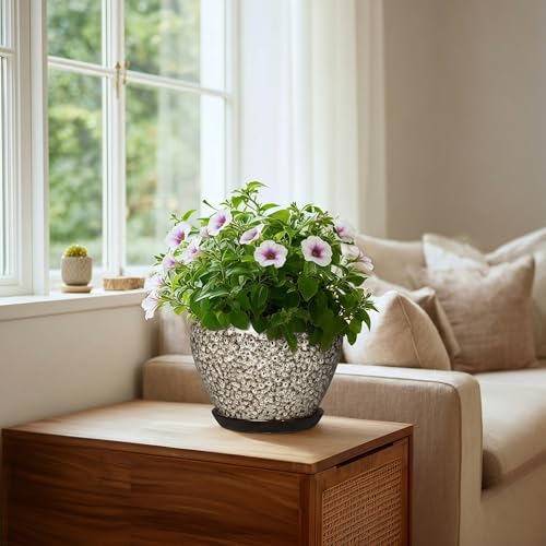 Ceramic Plant Pots, 8 Inch Planters Indoor, White Leopard - color: White Leopard, size: 8 Inch