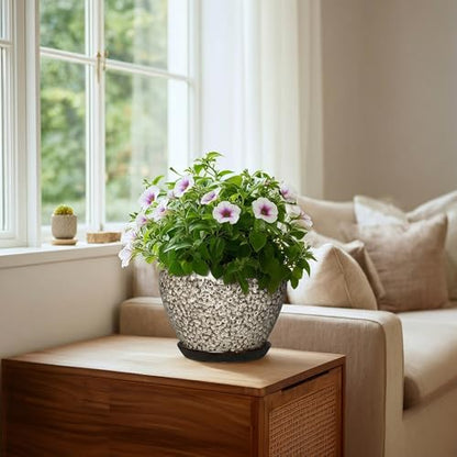 Ceramic Plant Pots, 8 Inch Planters Indoor, White Leopard - color: White Leopard, size: 8 Inch