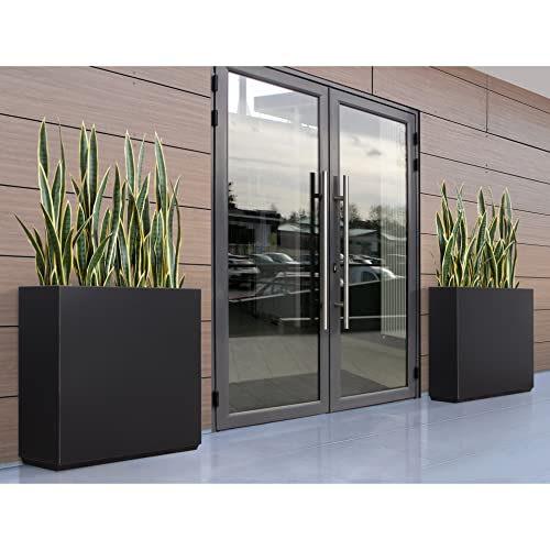 Wallowa Metallic Heavy Duty Outdoor Planter Box, 38Lx10Wx30H Span Planter - color: Black 30h, size: 38Lx10Wx30H