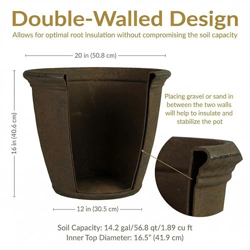 Sunnydaze Anjelica 20'' Large Plastic Planter Pot for Plants, Rust - color: Rust, size: 20 in