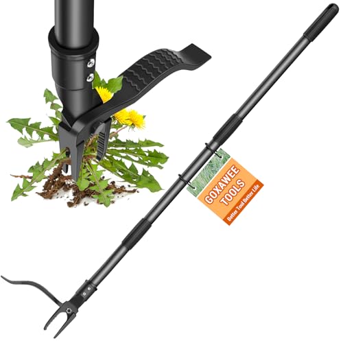 GOXAWEE Stand Up Weed Puller Tool with 46″ Long Handle, Manual Weeder Tool