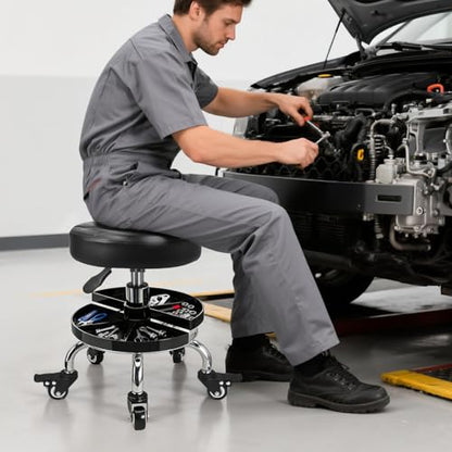 FLOLXNB Garage Mechanic Stool with Storage Tray,Low Height Rolling Shop Stools, Rolling Mechanics Seat Chair Height Adjustable, Rolling Shop Chair, Work Stool Creeper Seat (Style 2) - style: Style 2