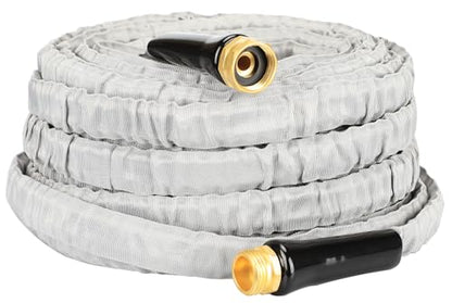 YOTOO Garden Hose 75FT, Lightweight, Durable, Flexible, Non-Expanding, Kink-Free Water Hose with Solid Brass Fittings for Outdoor, Watering flants and flowers, Car Wash, Gray - size: 75 FT