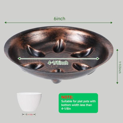 4 Pack 6 inch Sturdy Hand Painted Bronze Plastic Plant Saucer - color: Bronze, size: 6 inch