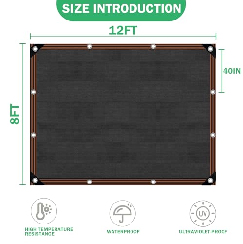 Shade Cloth - for Plants Greenhouse, 70% Sunblock Shade Sails -for Outdoor Garden Pergola Patio Lawn, Sun Protection Neting Cover for Kennel Chicken Coop Easier to Hang Plant Cover - size: 8'x12'