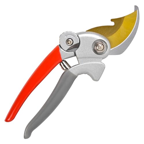 Ultra Sharp Germany Titanium Steel Pruning Shears - Cuts 3X Easier, Weak Hand Arthritis Snips, Rust-Resistant, Effortlessly 1-Inch Cut Capacity Garden Scissors, Ergonomic Handle (gt-04, 1) - color: Red/Grey/Gold