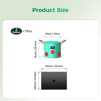 7 Pcs 2 Gallon Grow Bags, PE Plant Pots with 8 Breathable Holes - size: 2 gallon, style: Dot_Grow_Bags