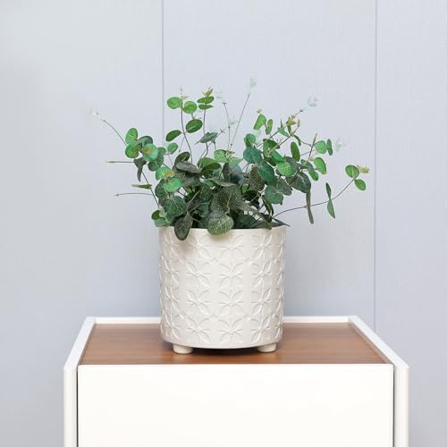 8 Inch Planter, Plant Pots with Drainage Hole, Modern Cylinder Flowerpot - Indoor & Outdoor Plants for Home & Office,White - color: F White, size: 8 inch