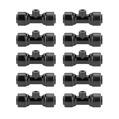 10PCS 1/4 Inch Slip Lock Misting Nozzle Tee Connectors, Plastic Misting Line Fittings for Outdoor Patio Misting & Garden Watering Kits