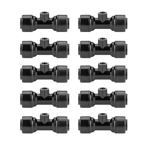 10PCS 1/4 Inch Slip Lock Misting Nozzle Tee Connectors, Plastic Misting Line Fittings for Outdoor Patio Misting & Garden Watering Kits