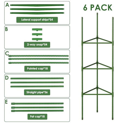 CEWOR 6 Pack Tomato Cage, 51.2 Inch Tall Adjustable Tomato Trellis - size: 51.2 Inch