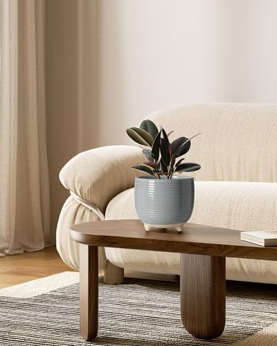 LE TAUCI Ceramic Plant Pots, 5.1 + 6.4 Inch, Set of 2, Reactive Glaze Gray - color: Reactive Glaze Gray