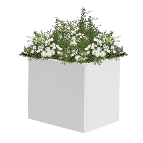 DYNAMI 20x20x20in White Large Square Planter Box for Outdoor Plants - color: White, size: 20in