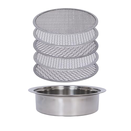 Soil Sifter Set for Garden with 5PCS Mesh(1,3,6,9,12mm) Sieve for Rocks and Sand