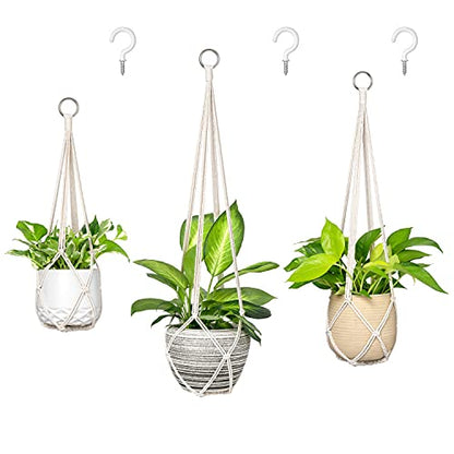 Dahey Macrame Plant Hanger Indoor Hanging Plant Holder Basket for Flower - color: Beige