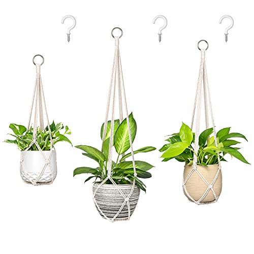 Dahey Macrame Plant Hanger Indoor Hanging Plant Holder Basket for Flower - color: Beige