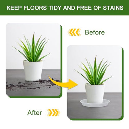 Plant Saucers 3 4 5 6 7 8 9 10 11 12 14 Inch, 5 Pack Clear Plastic Plant Trays for Pots, Durable Plant Water Catcher Tray for Indoors Outdoors (8", Clear) - size: 8 INCH