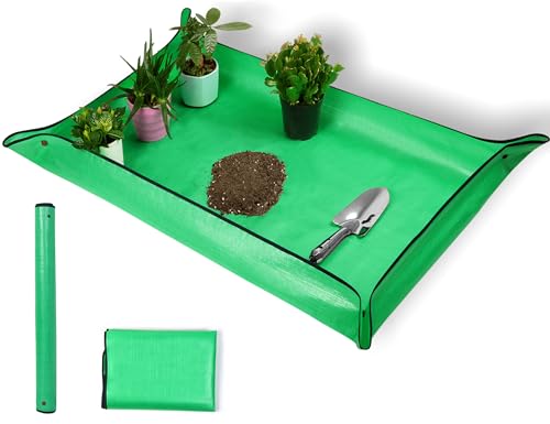 Plant Repotting Mat,Extra Large Waterproof Potting Mats,Foldable Potting Mat for Indoor Plant Transplanting and Dirt Control,Portable Gardening Mats for Repotting(43''*30'',Green) - color: Green, size: 43 in x 30 in (Rectangular)