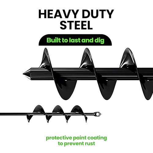 K-Brands Auger Drill Bit for Planting 4 Pack 1.6 x 16 Inch & 3.5 x 16 Inch Set – Garden Spiral Hole and Bulb Planter Tool for Umbrella Holes - Compatible with 3/8 Inch Hex Drive - size: 1.6 x 16 Inch + 3.5 x 16 Inch (Pack of 2)
