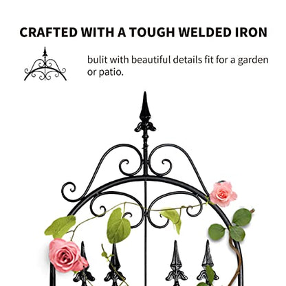Garden Trellis for Climbing Plants, 70" H x 21.7" W Heavy Duty Metal Trellis, 6FT Rustproof Black Iron Vine Support Trellis with 9.2" Ground Stakes, Decorative Cupid Arrow Design Roses, Vines - size: 70 inch-1 pack