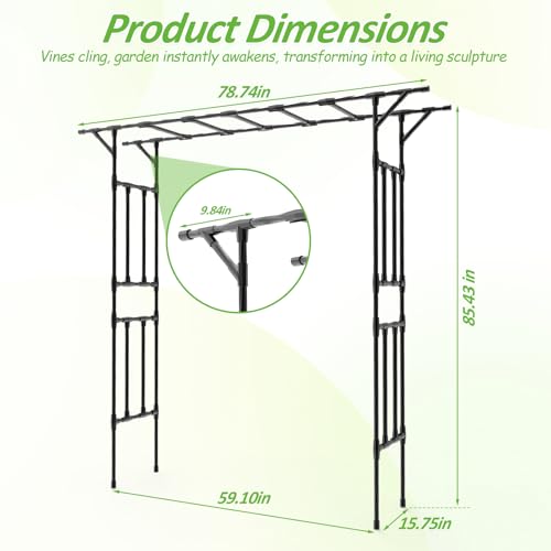 Garden Arch Trellis 78.7" L*85.4" H Sturdy & Rustproof Flat Top Garden Arch - size: 78(L)*85(H)*16(W)inch-20MM