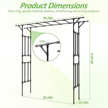 Garden Arch Trellis 78.7" L*85.4" H Sturdy & Rustproof Flat Top Garden Arch - size: 78(L)*85(H)*16(W)inch-20MM