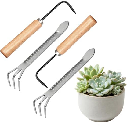 Bonsai Tools, Bonsai Root Rake, Small Root Hook,Rake Pic for Soil Loosening - size: 4 Pack