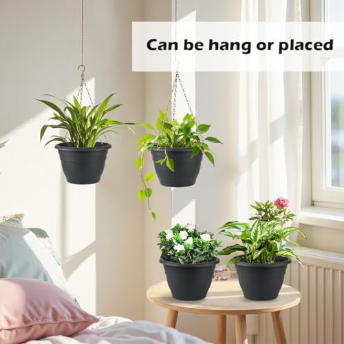 Hanging Planters 10 Inch, 4 Pack Self-Watering Hanging Baskets pots, Gray - color: Gray, size: 10 Inch-4P