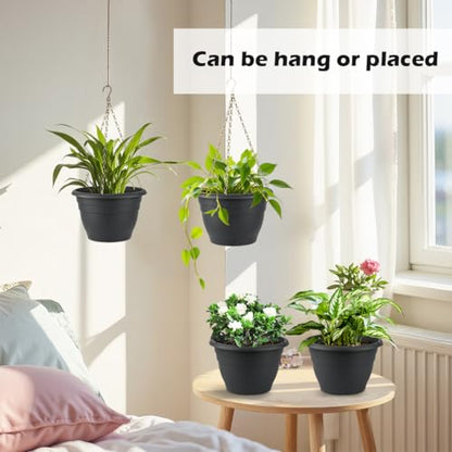 Hanging Planters 10 Inch, 4 Pack Self-Watering Hanging Baskets pots, Gray - color: Gray, size: 10 Inch-4P