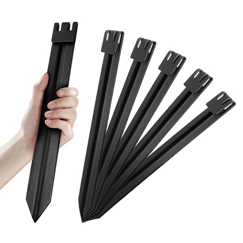 6Pcs Black Metal Landscape Edging Stakes, 10In Garden Stakes Landscape Anchoring Spikes for Terrace Board/Landscape Edging Coil/Grass Barrier/Bender Board - color: Black-6PCS