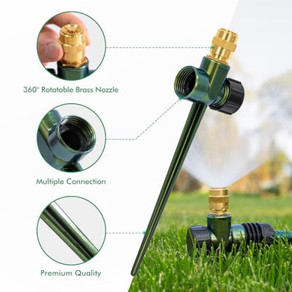 RESTMO 6 Pack Heavy-Duty Full-Metal Lawn Sprinklers for Yard - color: Green, size: 6 Pack