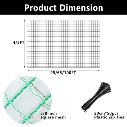 POYEE Deer Fence Netting 5x65ft Plastic Mesh Netting for Garden Protection - color: Green, size: 5x65ft