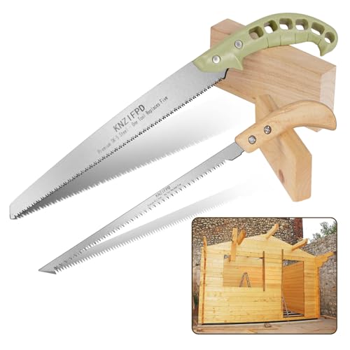 2-Pack Pruning Saw Set - 9.45" Heavy Duty Curved Blade & 9" Compact Hand Saw | SK5 Steel Blades for Tree Trimming, Wood Cutting, Camping & Gardening | Ergonomic Grip, Non-Slip