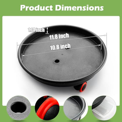RooTrimmer 3 Pack 16 Inch Rolling Large Plant Pots - color: Black, size: 16 inch+3 trays