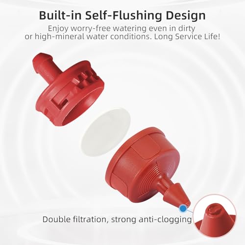 60PCS 4 GPH Pressure Compensating Drip Irrigation Spot Watering Drippers/Emitters, Self-Cleaning Constant Flow Drip Irrigation Emitters Heads Irrigation Drippers Parts for Drip Irrigation System - color: 60PCS, size: 4 GPH
