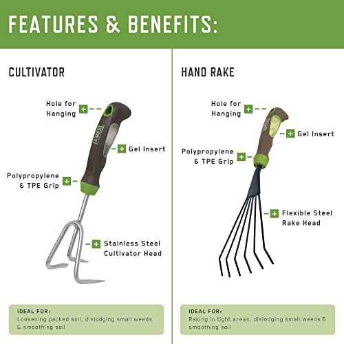 AMES 24451009 6-pc. Ergo Gel Grip Garden Tool Set with Hand Trowel, Weeder, Rake, Transplanter, Scoop & Cultivator - style: Trowel, Weeder, Rake, Transplanter, Scoop & Cultivator
